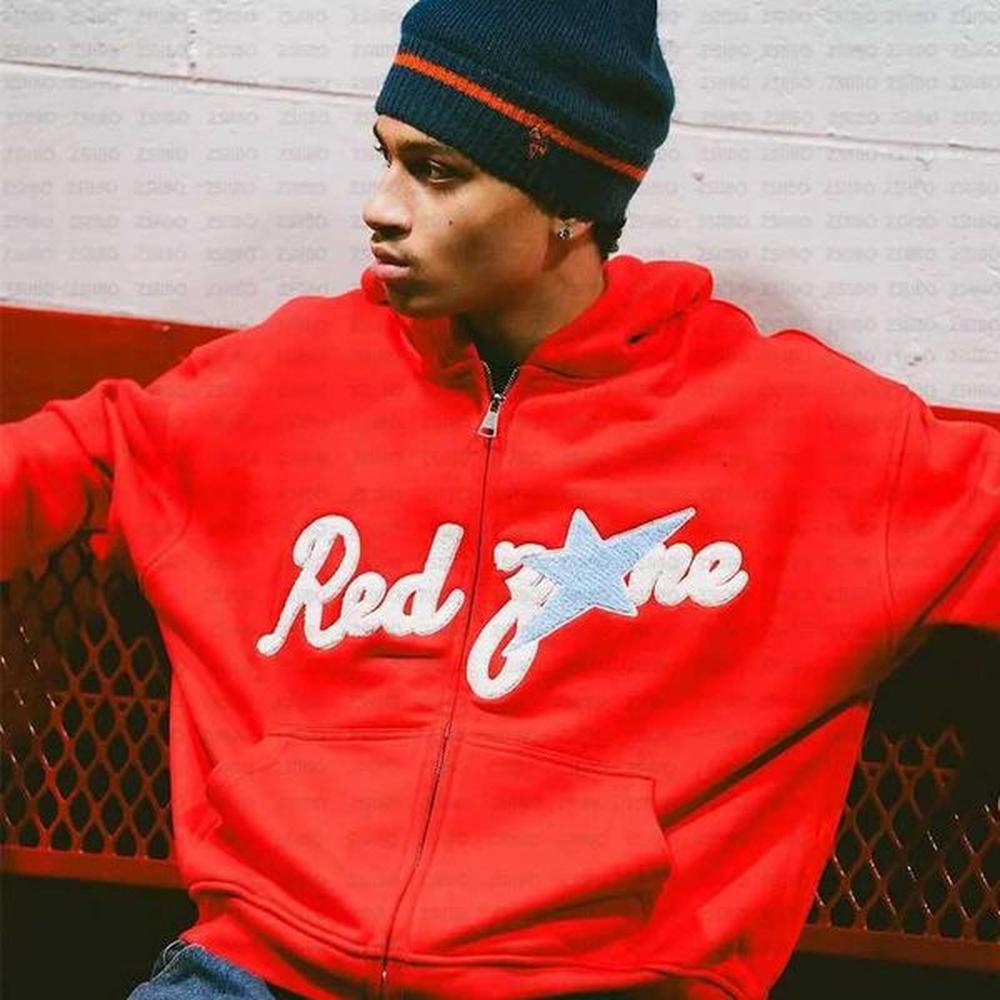 Men's Hoodies Sweatshirts American New Hip-hop Vintage Strt Letter Star Printing Cardigan Zipper Women Men Hooded Sweaters Coats Unisex
