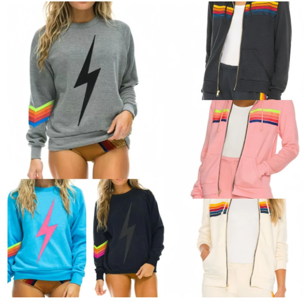 Mens Hoodies Sweatshirts Designer aviator nation Mens Luxury Hoodie Women Black White Rainbow Pocket Zip Up Ladies Couple Sweatshirt Sweat S