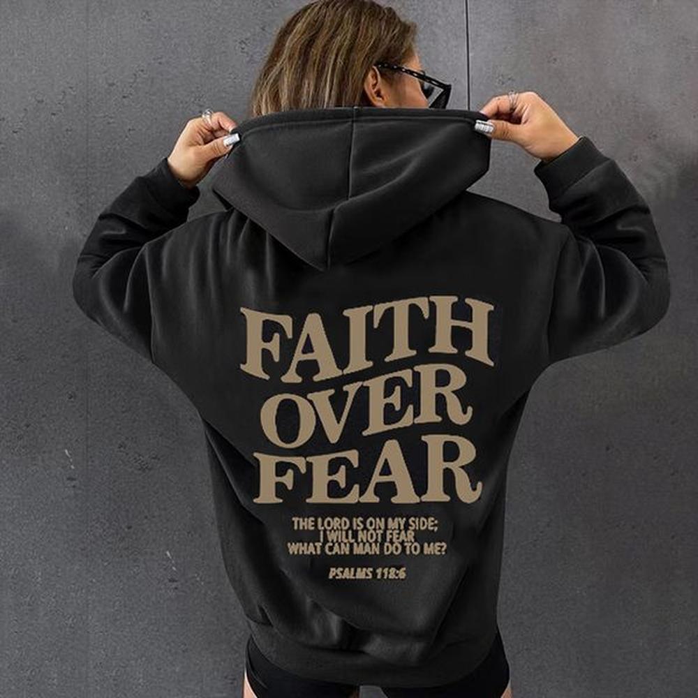 Men's Hoodies Sweatshirts Faith Over Fear Letter Print Hoodies Women Casual Long Sleeve Pullover Tops Fashion Harajuku Unisex Pockets H