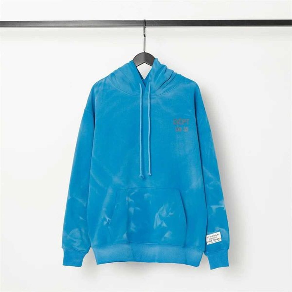 Men's Hoodies Sweatshirts Fashion brand mens loose roll dyed blue printed cotton casual plus size hip-hop hoodie sweater streetwear J24