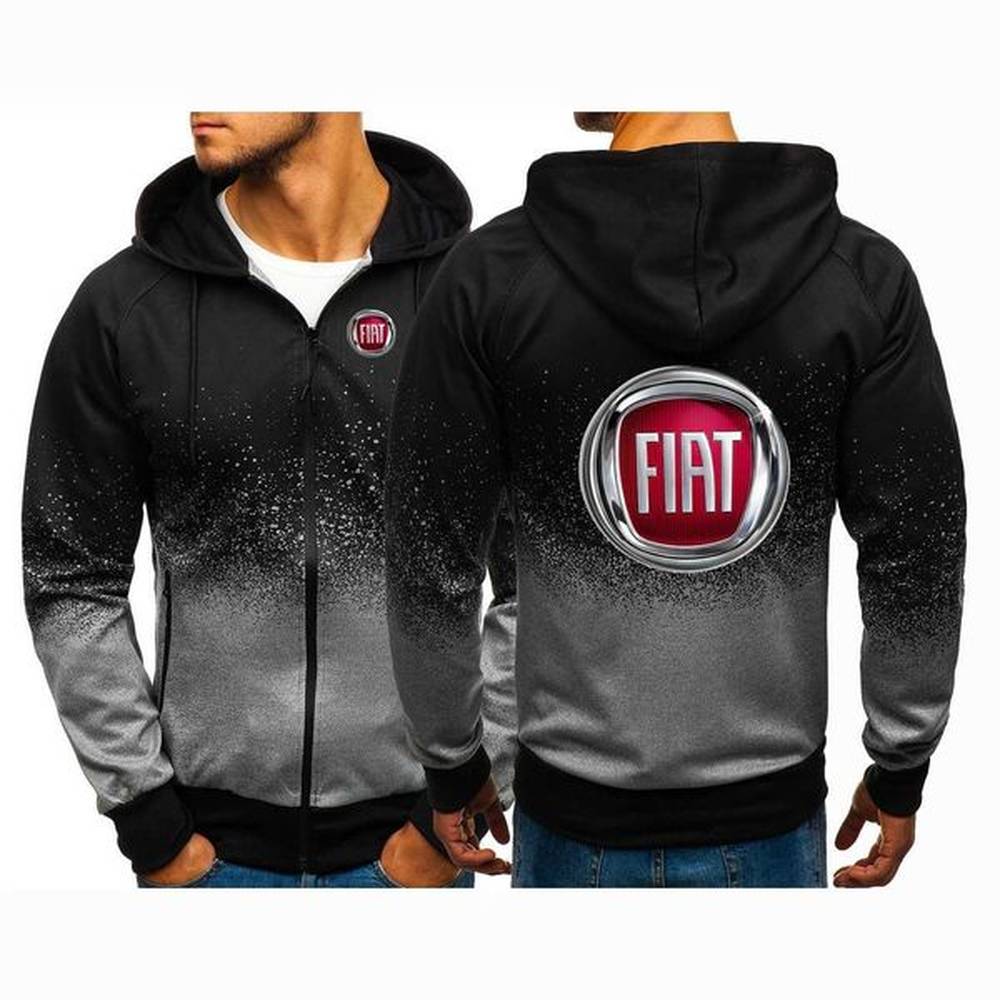 Men's Hoodies Sweatshirts 2024 Fiat Mens Spring and Autumn New Jacket Printed Casual and Comfortable Harajuku Gradient Coat Sportswear