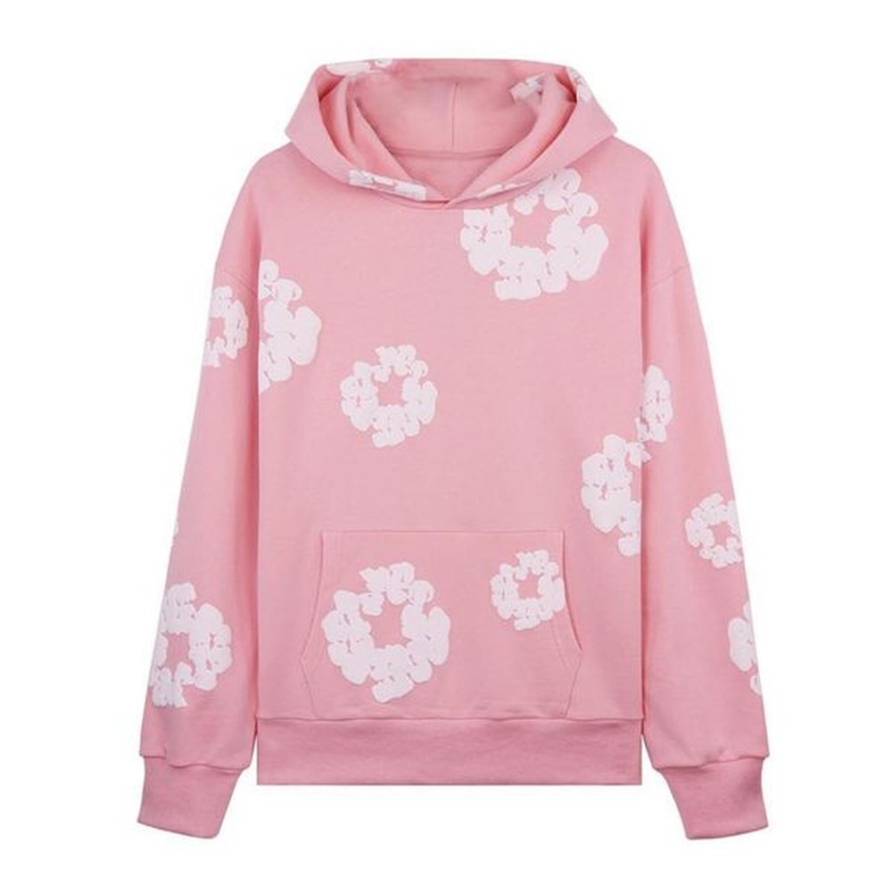 Men's Hoodies Sweatshirts Foam Flower Printed Sweatshirt Unisex Hooded Kangaroo Pocket Pullover Trendy Loose Casual Hip-hop Streetwear