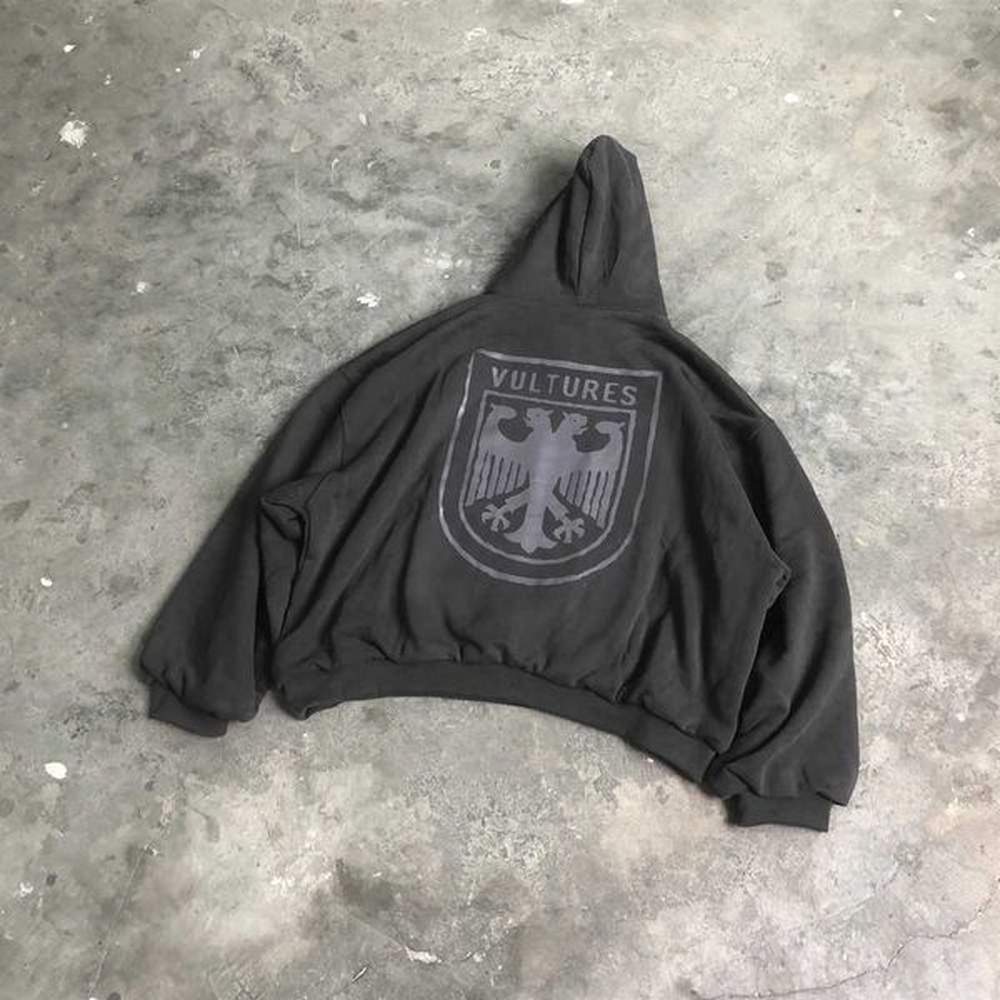Men's Hoodies Sweatshirts Frog Drift Y2K Donda Vultures Retro Loose Oversized Sweatshirt Top 100% Cotton Printed Mens Zipper Hoodie Y24