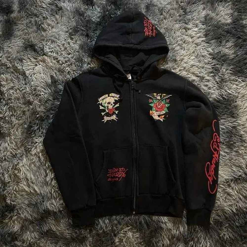 Men's Hoodies Sweatshirts Gothic letter skull print oversized hoodies men 2024 autumn and winter new high street hip hop popular zipper