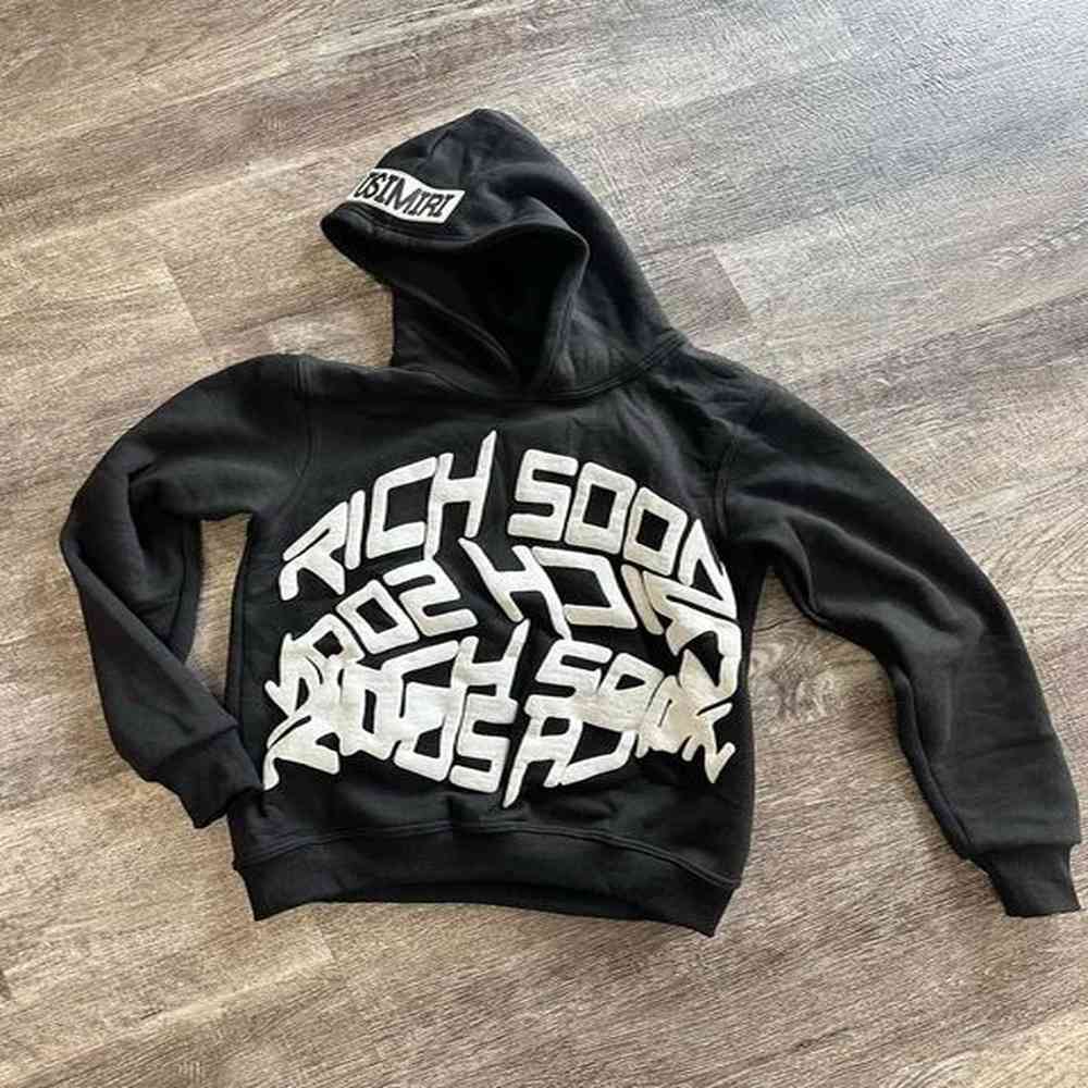 Men's Hoodies Sweatshirts Harajuku Rich Soon Hoodies Women Men Strtwear Vintage Oversized Tops Sweatshirts Goth Y2k Clothes Tracksuit M