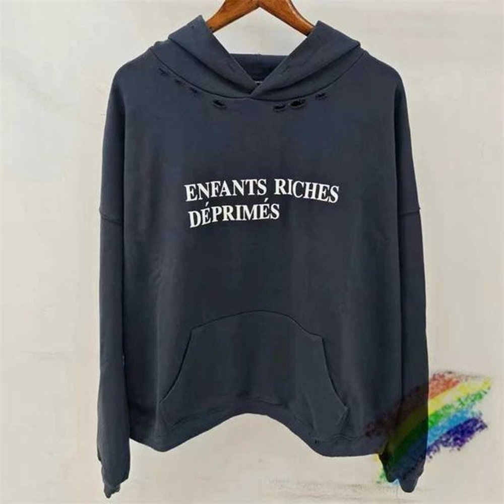 Men's Hoodies Sweatshirts Hole Vintage Washed ERD Hoodie Men Women Enfants Riches Deprimes Pullovers Oversize Hooded T241112