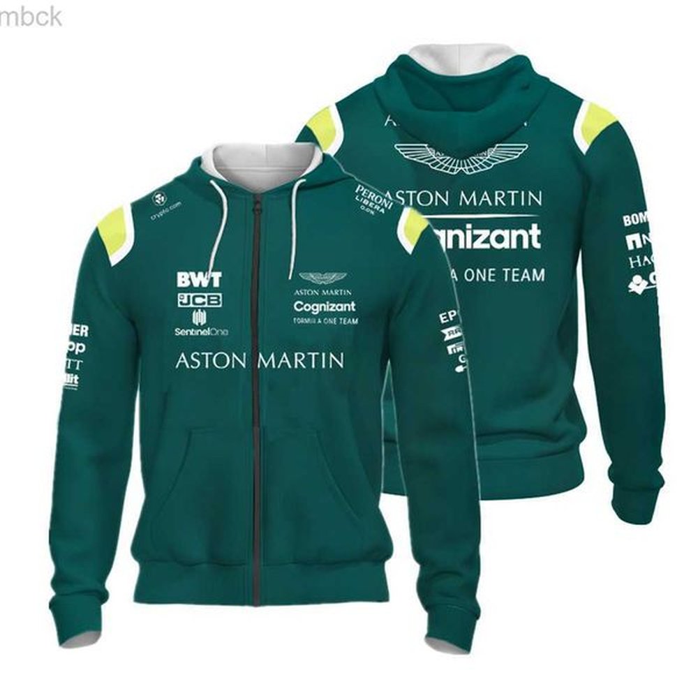 Men's Hoodies Sweatshirts Hot Sales in 2023 F1 Formula One Racing Aston Martin Green Men's Fashion Zipper Pullover Racing Extreme