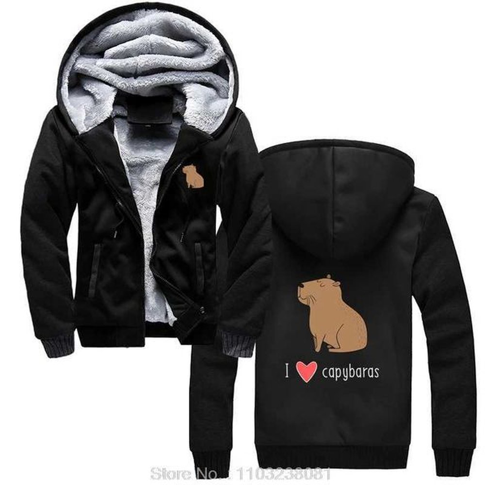 Men's Hoodies Sweatshirts Interesting Animal Capybara Hoodie Mens Kawaii Cartoon Crop Top Hoodie Fashion Cotton Clip Collar Chain Hoodi