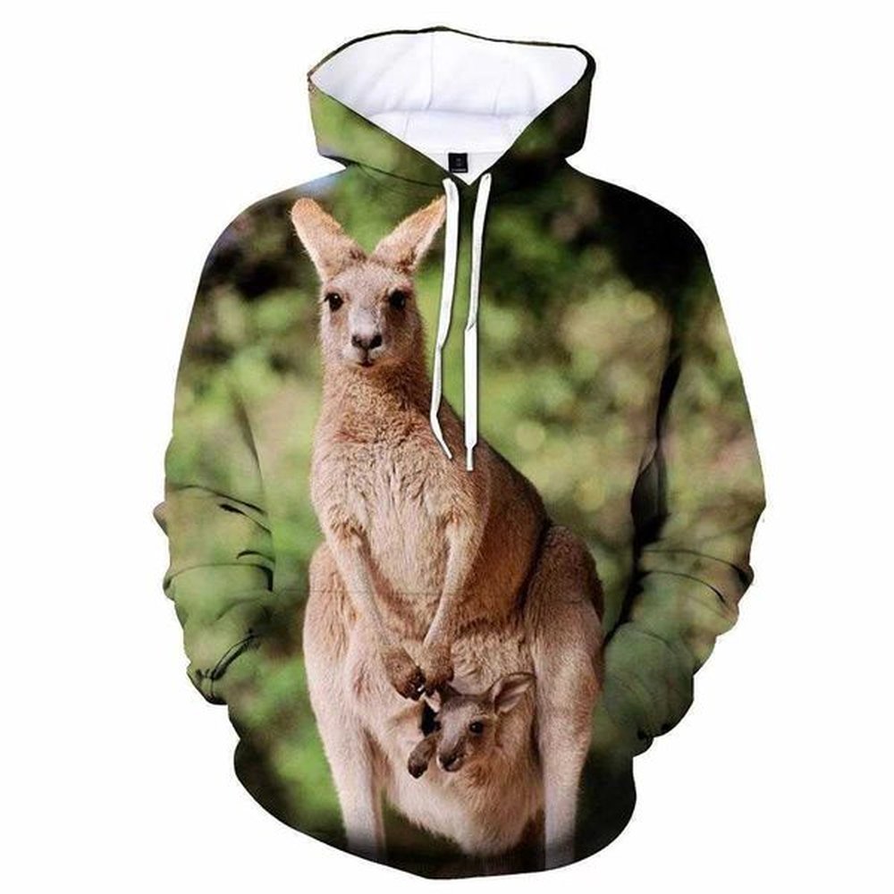 Men's Hoodies Sweatshirts Kangaroo print boy and girl anime clothing mens jacket zipper hooded T-shirt autumn childrens super large hoo
