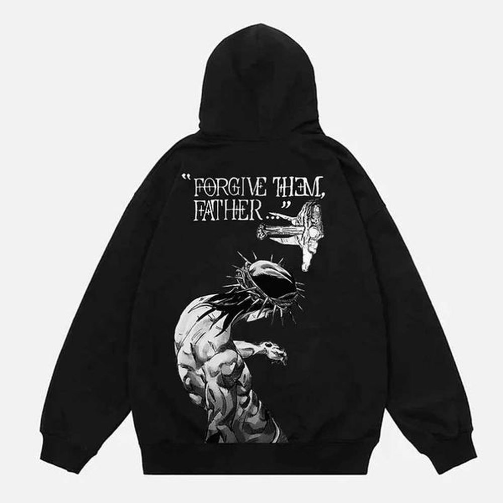 Men's Hoodies Sweatshirts Mens Forgive Them Father Bible Verses Print Hoodie Fall Winter Adult Kids Strtwear Hoodie Causal Loose Unisex