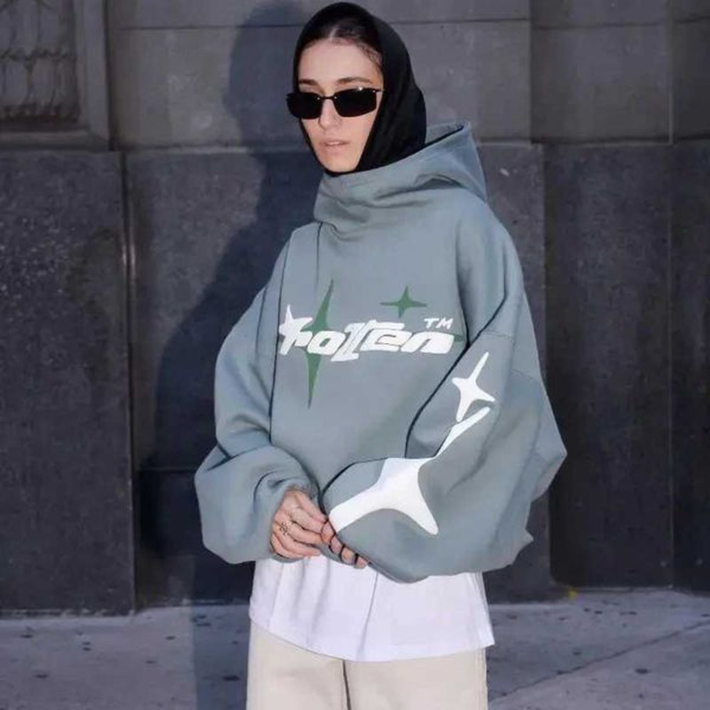Men's Hoodies Sweatshirts New Star Letter Printed Hoodie 2024 American Style Mens and Womens Strt Decoration Casual Loose Y2K Couple We