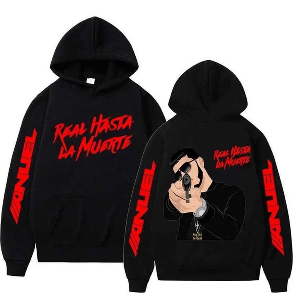 Men's Hoodies Sweatshirts Rapper Anuel AA Real Hasta La Muerte Print Oversized Hoodie Men Women Fashion Pullover Hooded Sweatshirt Flce