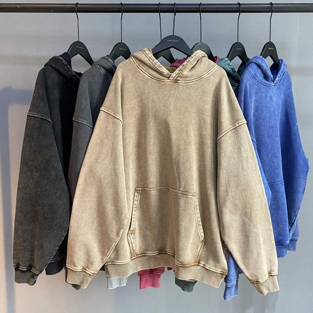 Men's Hoodies Sweatshirts Retro wax dyed old hoodies J250115