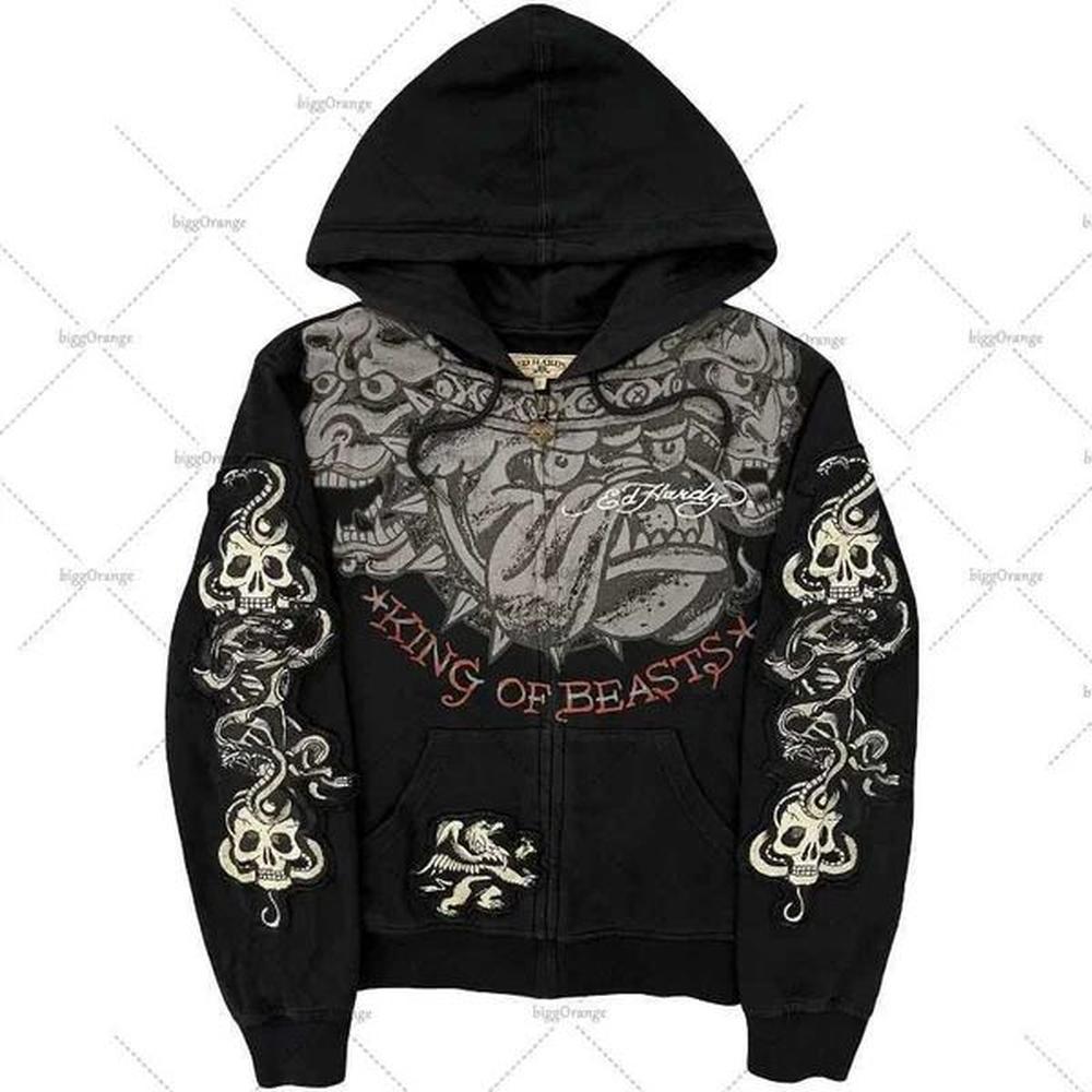 Men's Hoodies Sweatshirts Street fashion hip-hop printed pattern zipper hoodie cardigan womens Y2K Shin Harajuku casual warm sportswear
