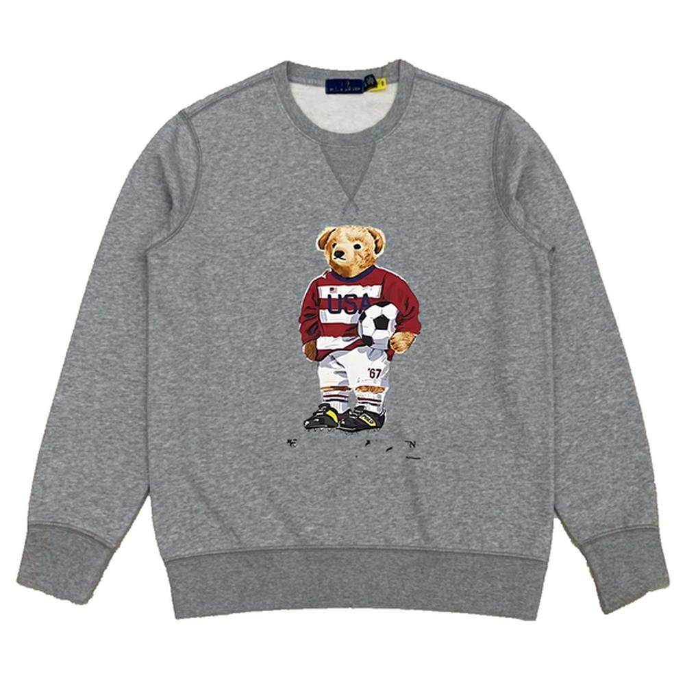Men's Hoodies Sweatshirts USA Mens Blue Teddy Bear Print Sweatshirt - Winter Pullover with Long Sleeves for Casual Wear (Sizes S-2XL) H