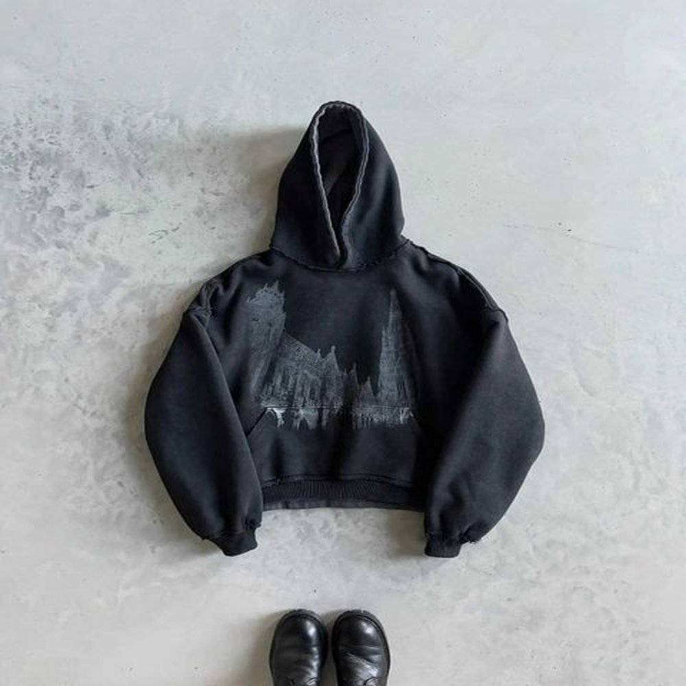 Men's Hoodies Sweatshirts Y2k Gothic graphic mens anime hoodie womens T-shirt latte art hip-hop oversized sportswear punk rock jacket c