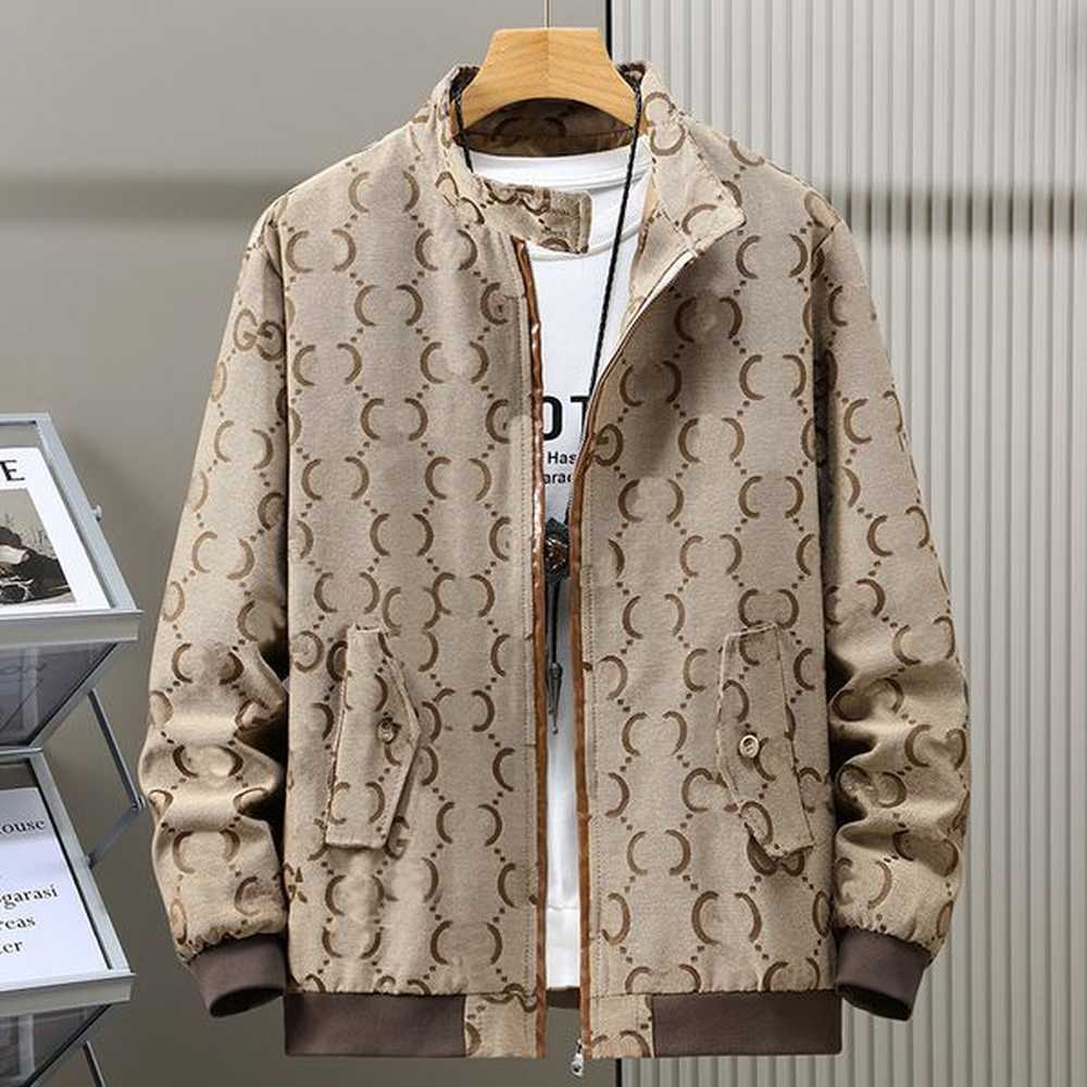 Men's Jackets Letter Jacquard Designer Coat Canvas Joker Stand Collar Coats High Street Jacket