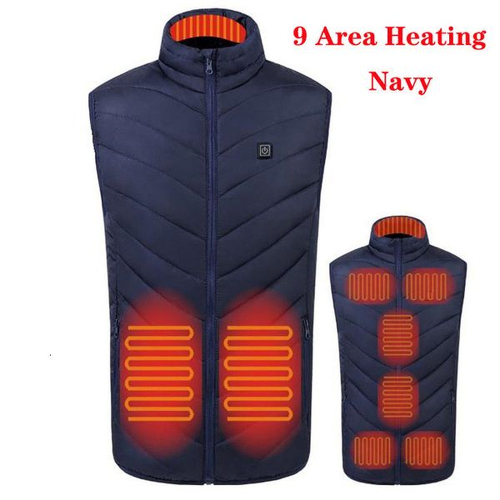 Men's Jackets Men Autumn winter Smart heating Cotton Vest 9 area Heated O neck vest Women Outdoor Flexible Thermal Winter Warm Jacket 2