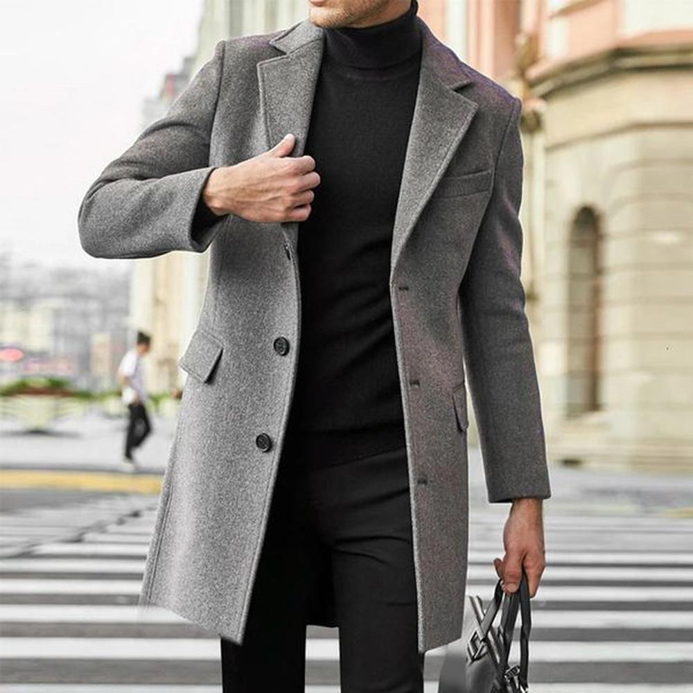 Men's Jackets Men British Overcoat Jacket Winter Elegant Long Coat Male Windbreaker Casual Business Man Warm Outerwear Streetwear 23121