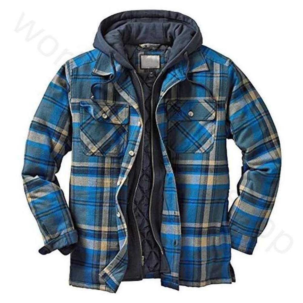 Mens Jackets Mens Autumn Winter Jacket Harajuku Plaid Hooded Zipper Long Sleeve Basic Casual Shirt Jackets European American 516