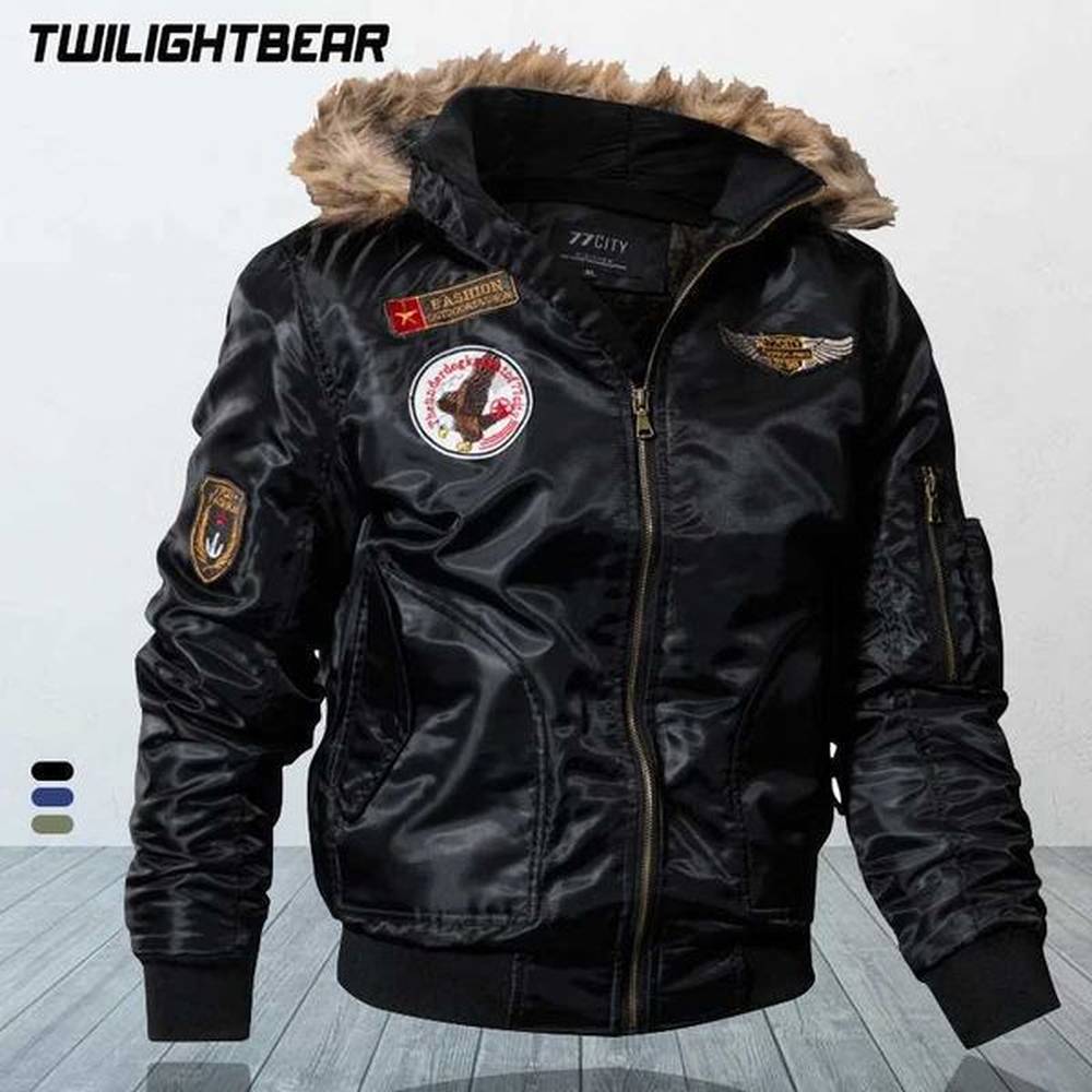 Men's Jackets Mens winter jacket mens Parkes military fur collar hooded wool thick blanket bomber jacket mens clothing AF827 J241123