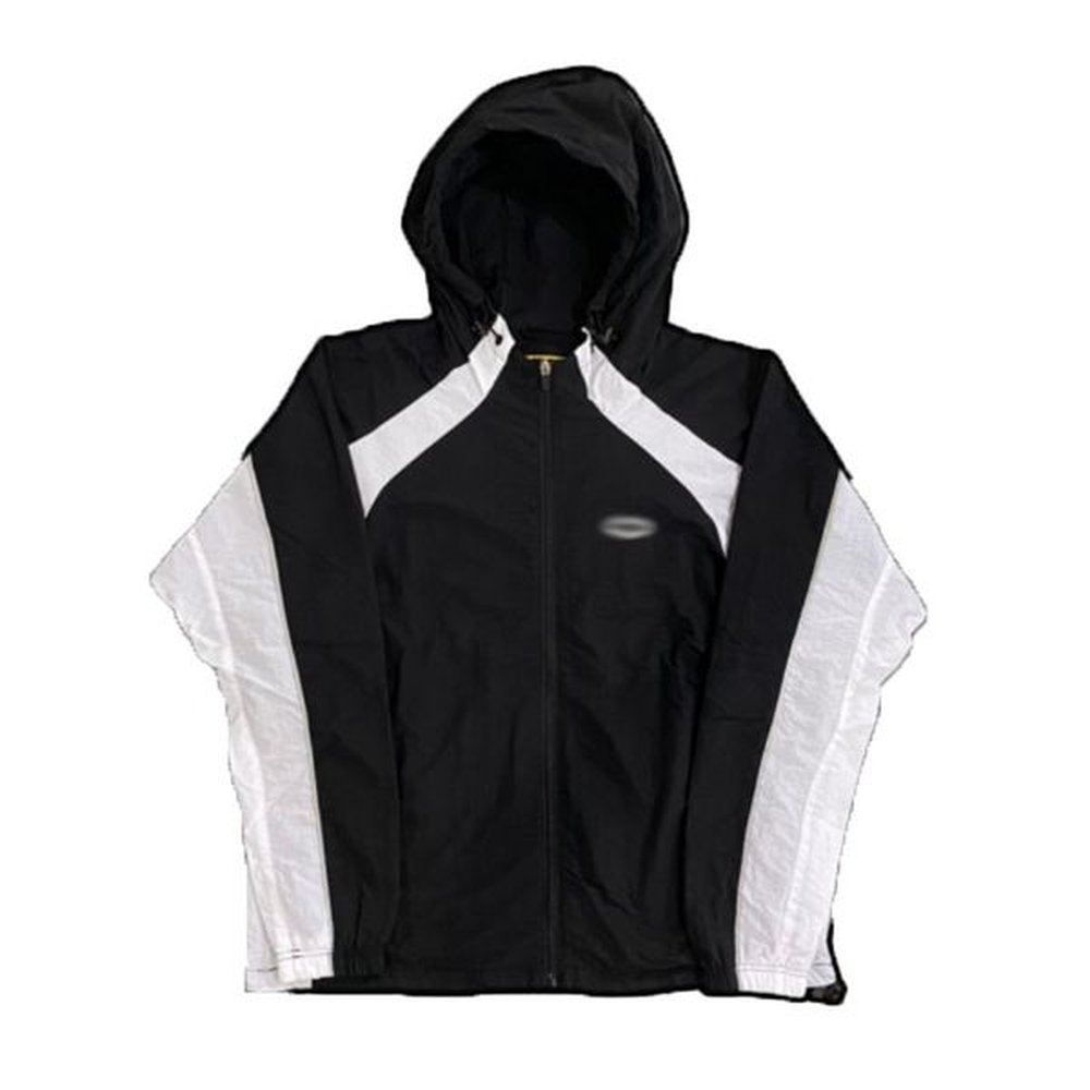 Mens Jackets print CRT zipper hoodie Windproof sports Jacket street trend Contrast Panel Hoodie Coat