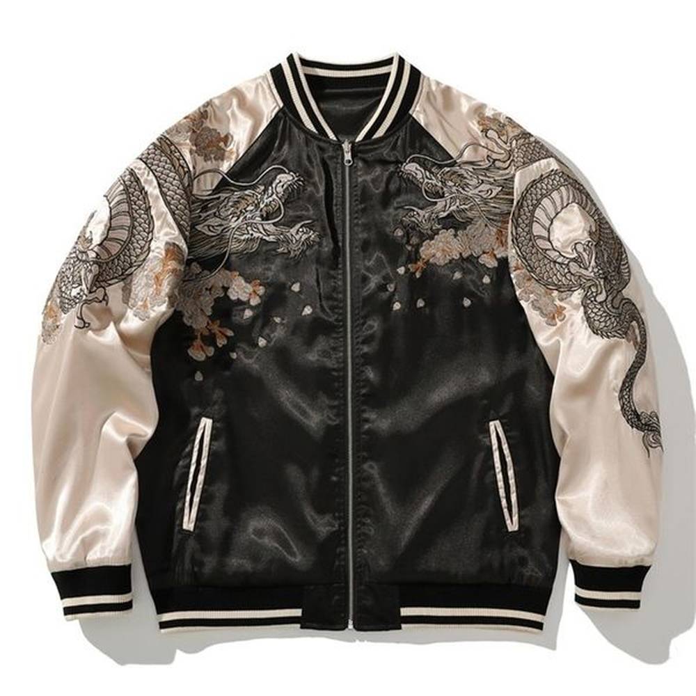 Mens Jackets Spring and Autumn Embroidered Jacket Dragon Animal Baseball Uniform Contrast Color Casual Couple Clothes 221101
