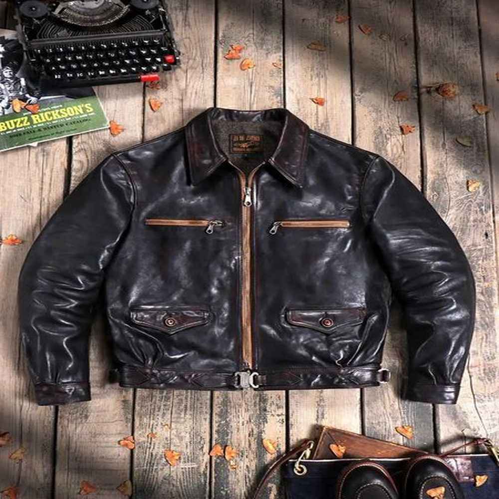 Men's Jackets Tailor o Tea Core Vegetable Tanned Horsehide Hartman Mens Pilot Jacket Mens Vintage Genine Leather Jacket H241126