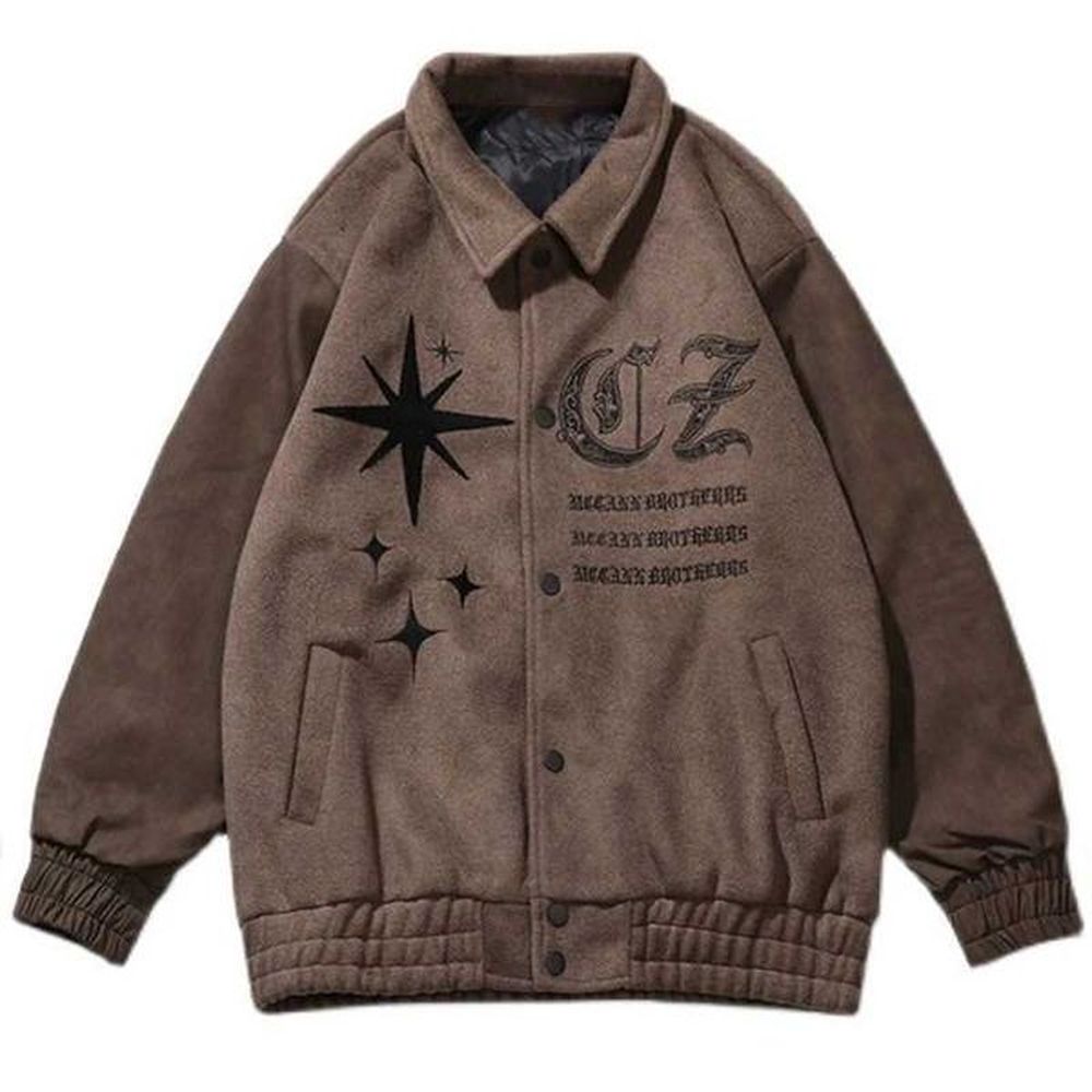 Men's Jackets Y2k Vintage Varsity Jacket Men Loose Lapel Pilot Bomber Jacket Baseball Coats Embroidery Return Women Coat Hip Hop Street