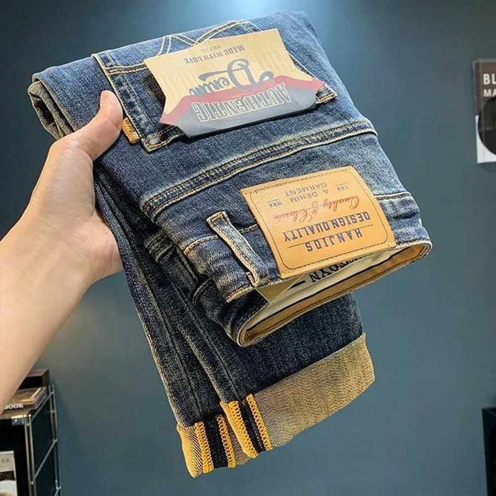 Men's Jeans Classic Fashion Mens Jeans Autumn 2024 Mens Clothing Pencil Pants Retro Distressed Street Trend Versatile Denim Pants H2412