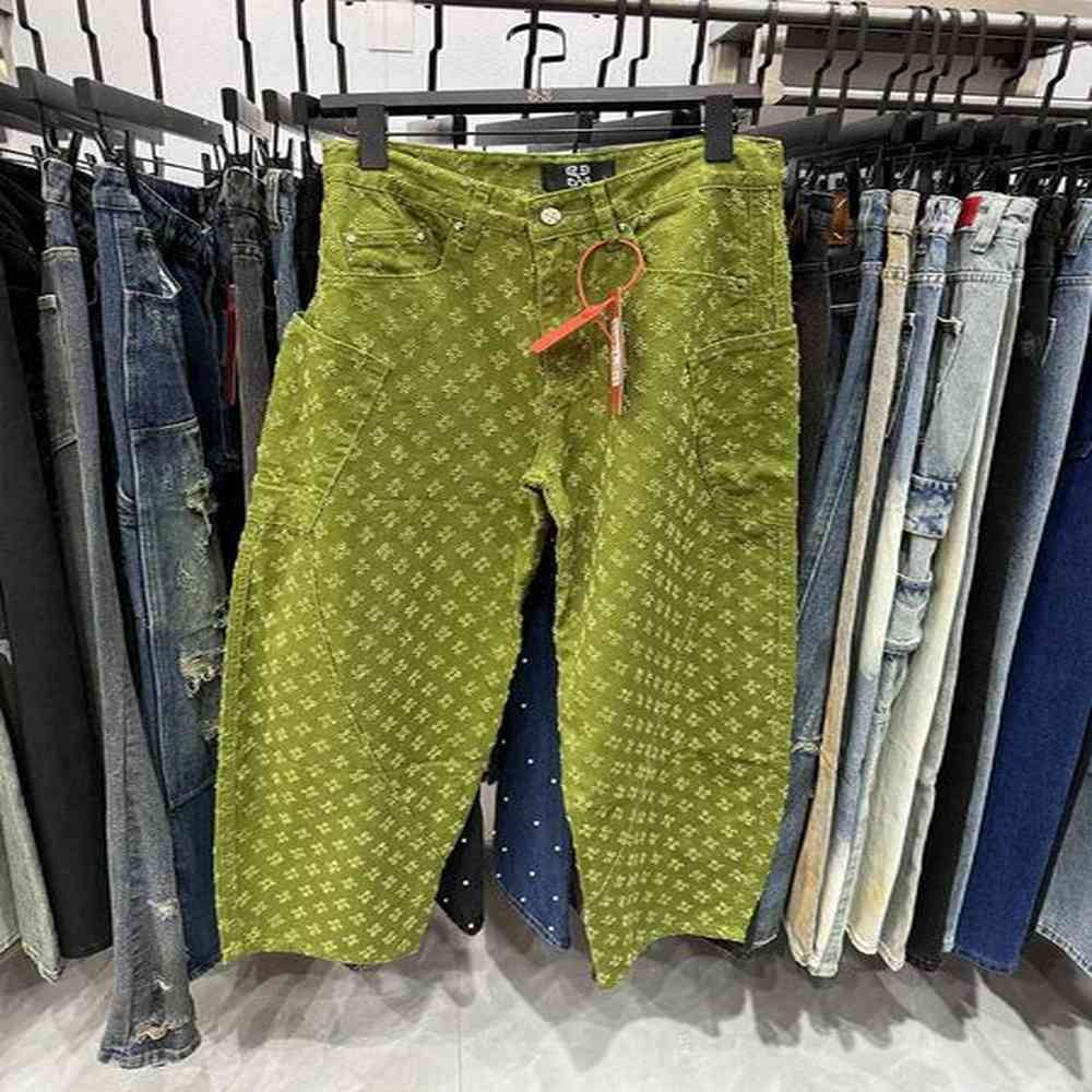 Men's Jeans Classy Multi-color Distressed Jeans Men Side Pockets Loosen Wide Leg Baggy Strt Pants Y241224WF43