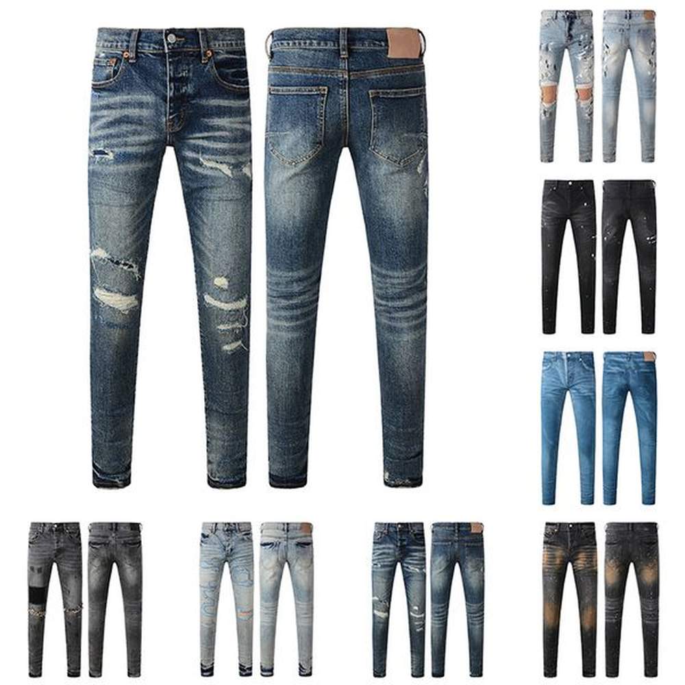 Mens Jeans Designer Fashion Distressed Ripped Bikers Womens Ripped High Street Denim For Men Black Pants