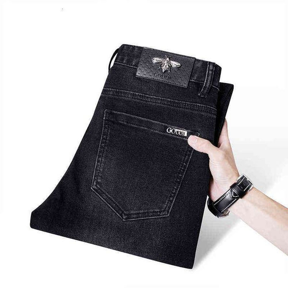 Men's Jeans designer Gouoi Autumn and Winter Style Korean Fashion Youth Elastic Slim Fit Small Feet High-end Brand PantsMMEL L21U
