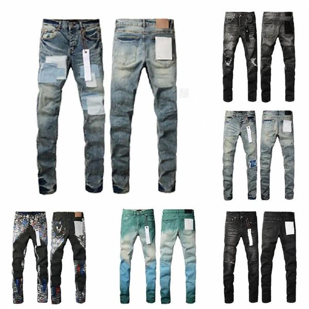 Mens jeans designer high street hole patch jeans print hip hop black jeans black grey white trousers fashion pants