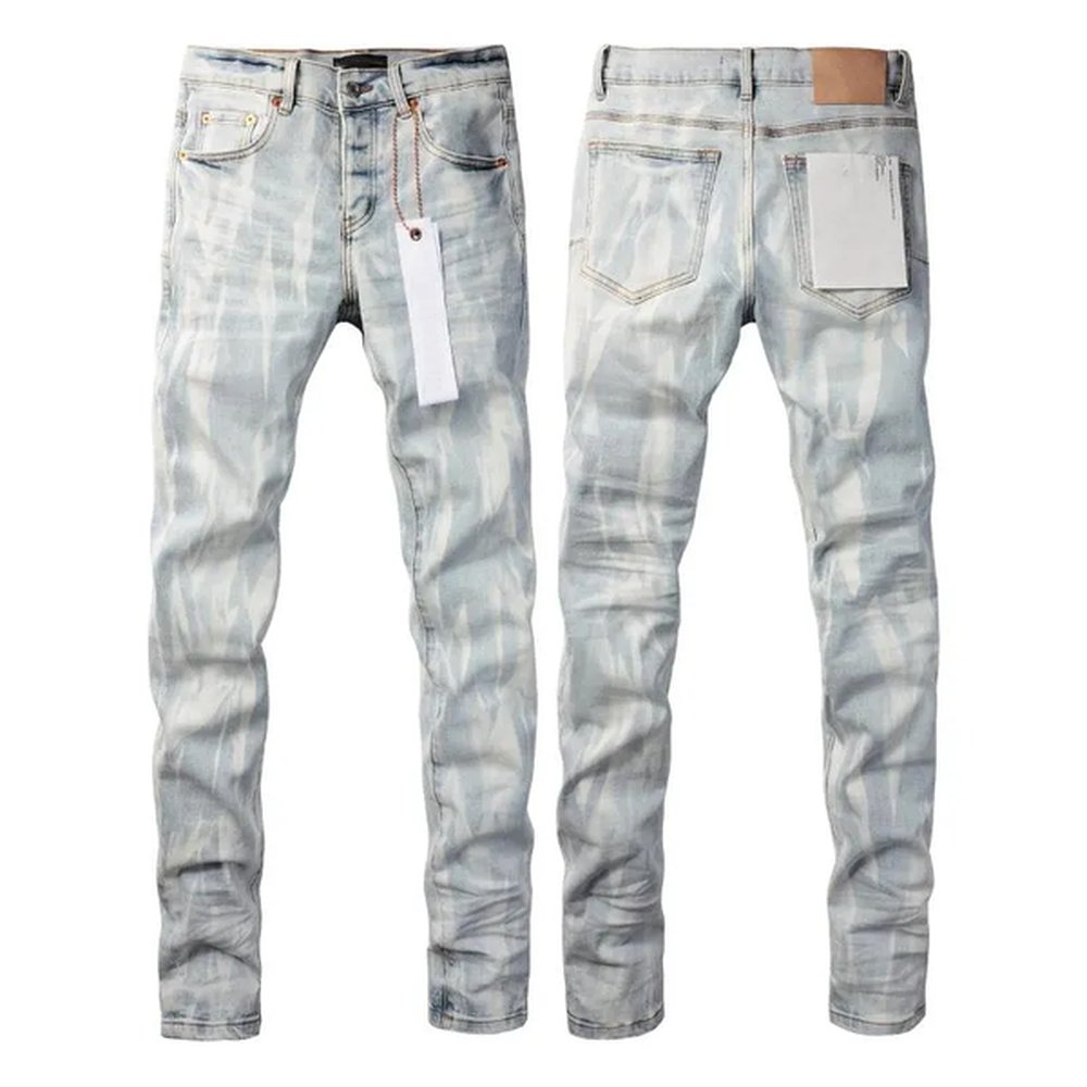 Men's Jeans Designer Mens Light Blue Y2k High Street Denim Paint Graffiti Pattern Damaged Ripped Skinny Pants