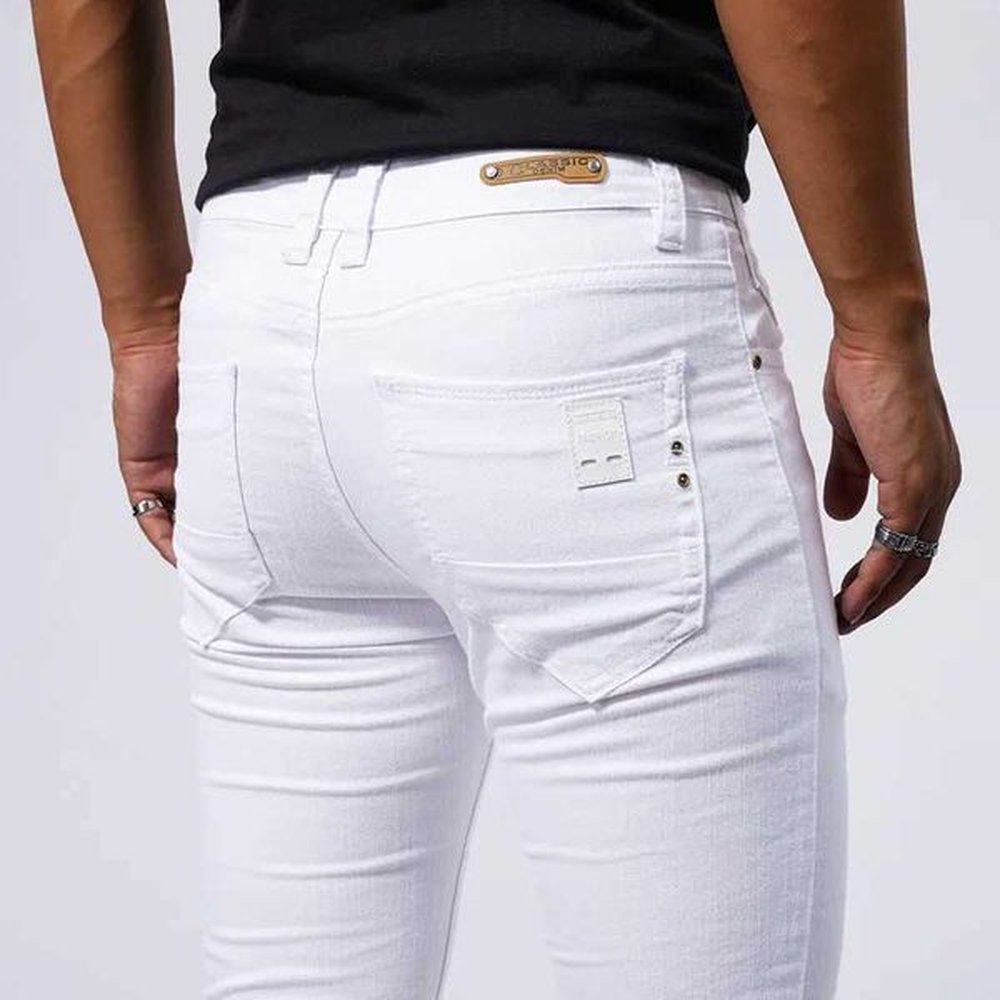 Men's Jeans Men Fashion High Quality White Skinny Jeans Business Casual Classic Style Slim Fit Soft Trousers Male Stretch Pants H241203