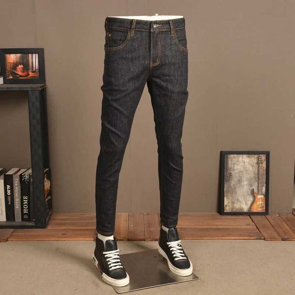 Men's Jeans Mens Black Stretch Jeans Summer Fashion Casual Slim Fit Pencil Pants Korean Style Cotton Denim Trousers z250120