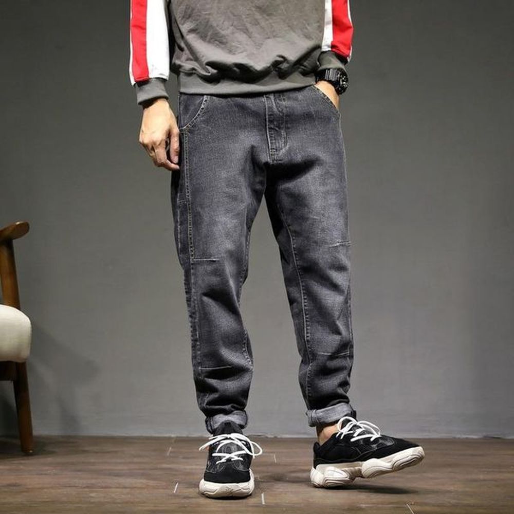 Men's Jeans Mens Harem Pants Fashion Pockets Desinger Loose Fit Baggy Moto Men Stretch Retro Streetwear Relaxed Tapered 42