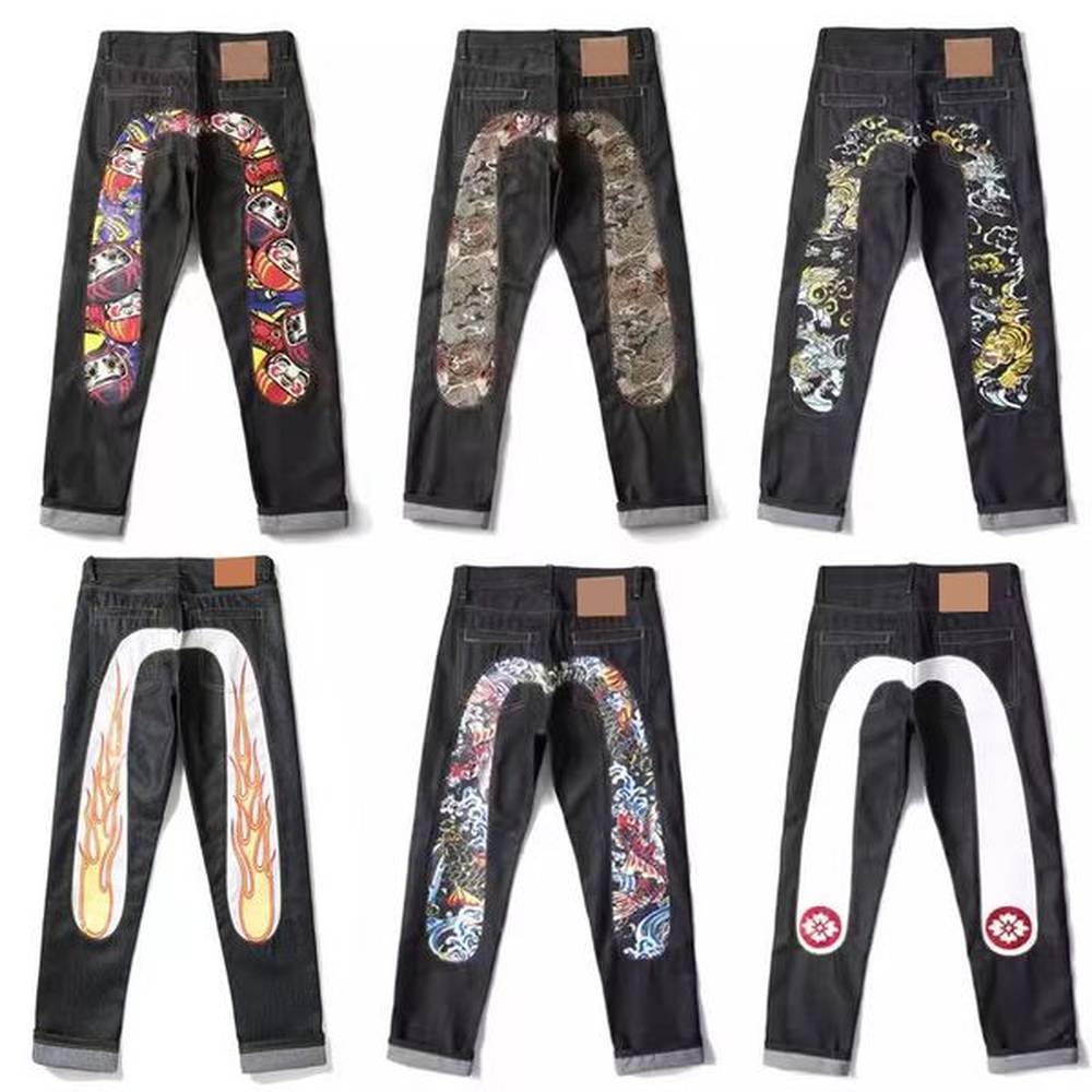 Mens jeans 2024 New M Fashion Design Printed Women's Bottoms Casual Pants Washed Hip Hop Style Straight trousers