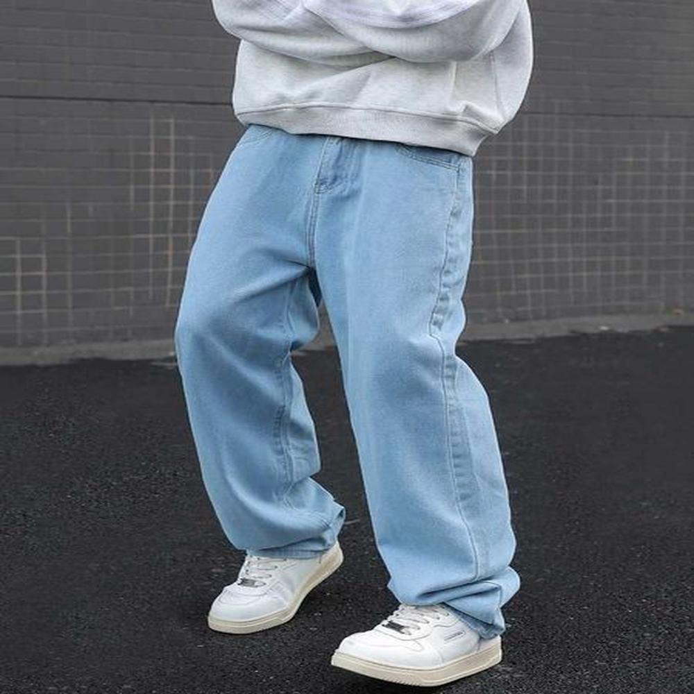 Men's Jeans Streetwear Y2K Men Wide Leg Pants Baggy Jeans Straight Cotton Elastic Waist Loose Denim Trousers Korean Fashion Male Clothe