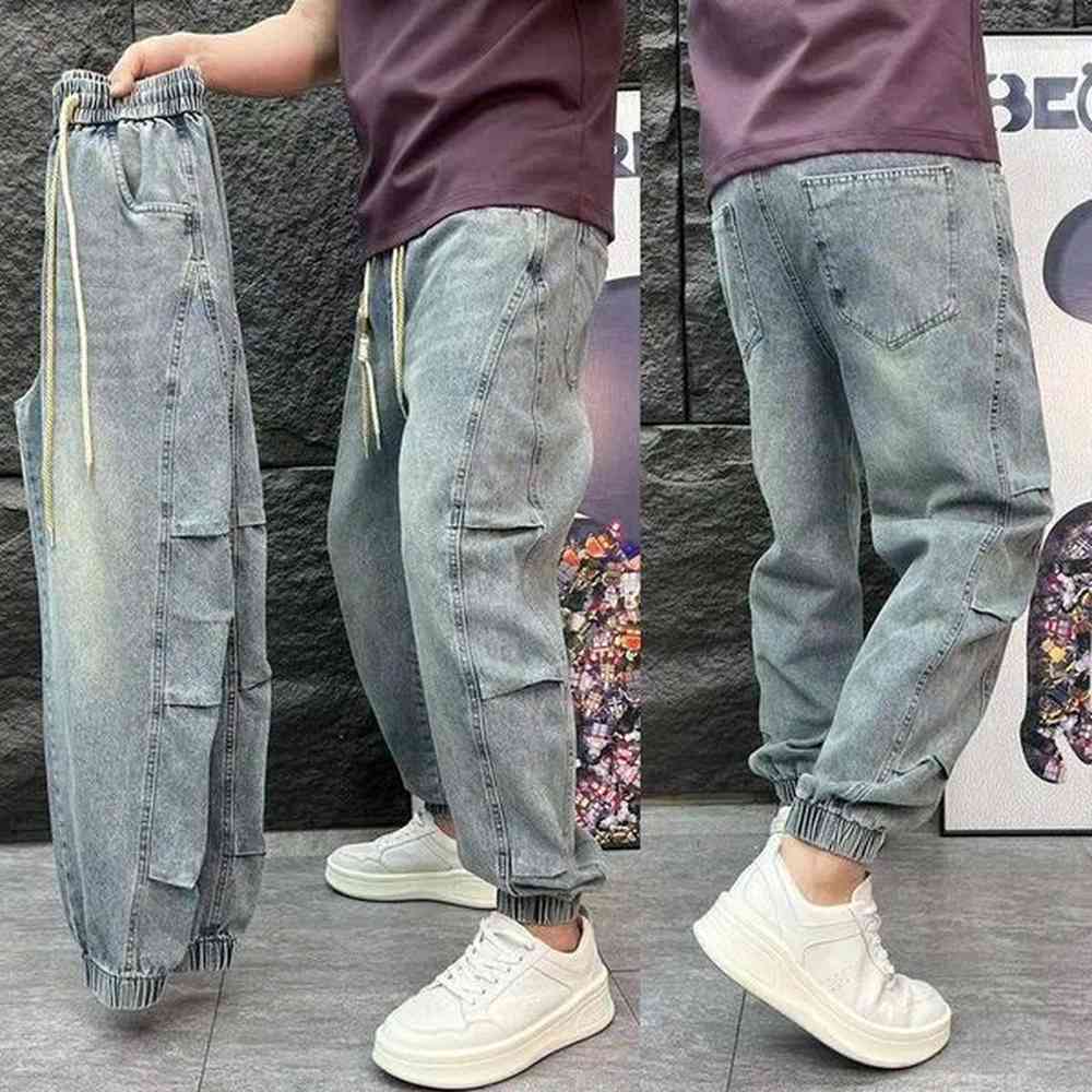 Men's Jeans Trendy Stylish Loose Harem Pants For Casual Denim Cowboy Spring Autumn 2024 Vintage Cargo Designer Baggy Trousers
