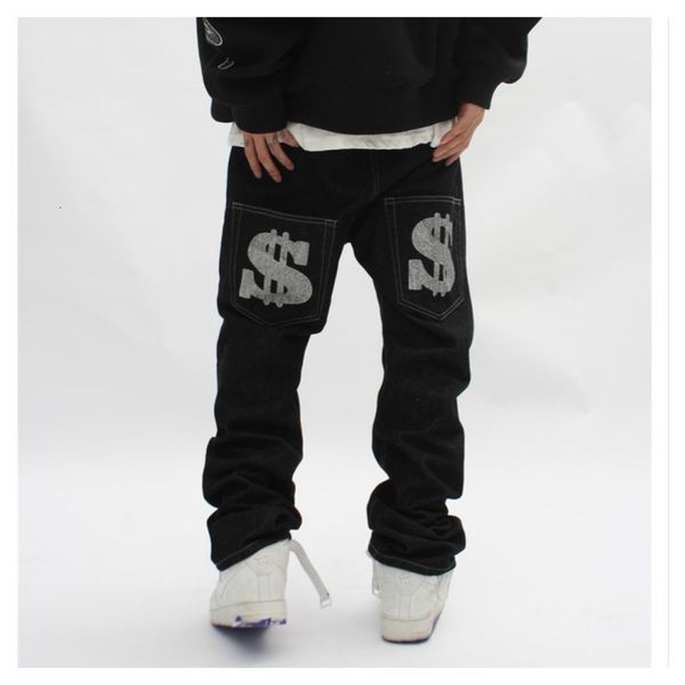 Men's Jeans With Print Straight Baggy Punk Fashion Haruku Pants Printed Oversize Streetwear Y2k Black Trendyol Hip Hop Man 230216