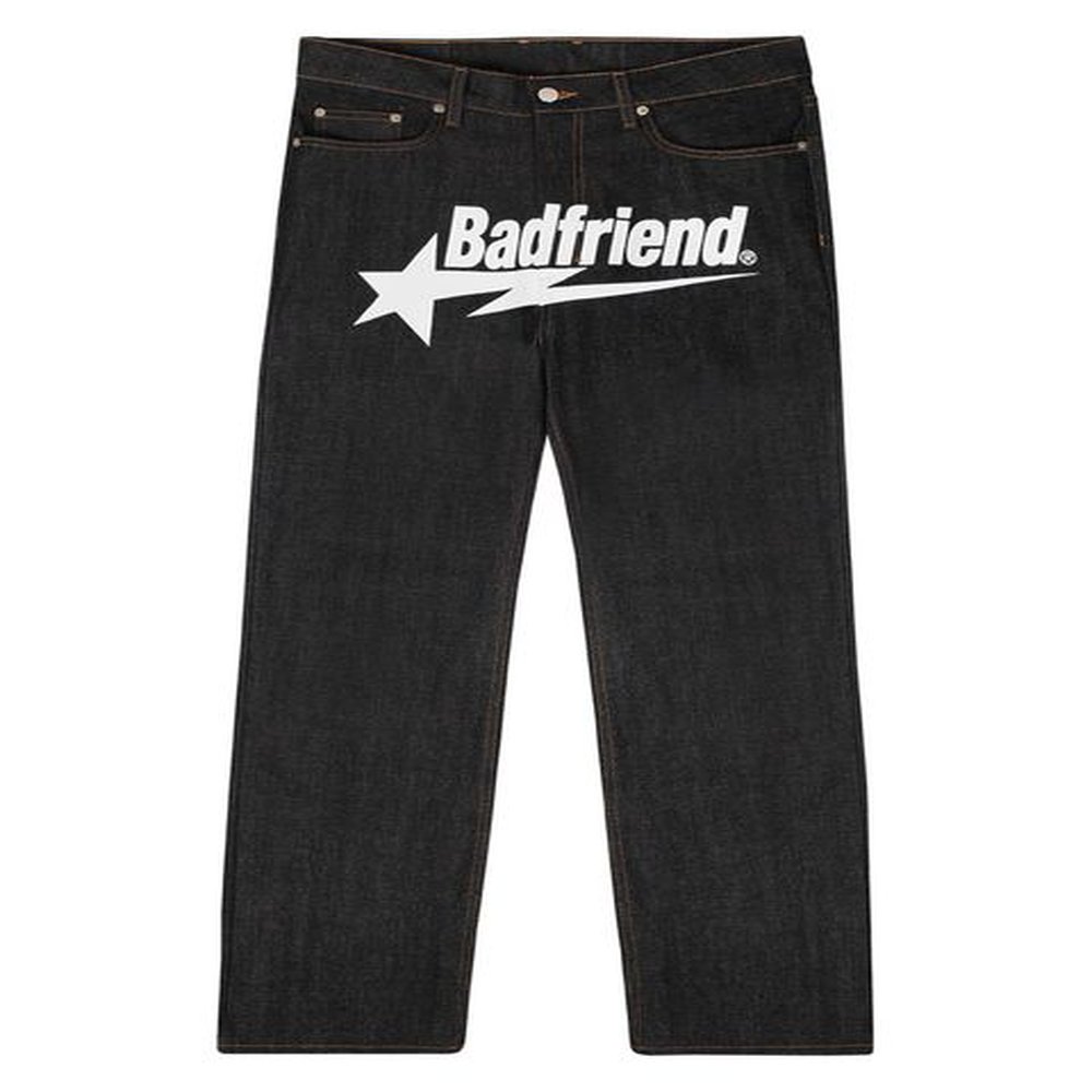 Mens Jeans Y2k Hip Hop Badfriend Letter Printing Baggy Pants 2023 Harajuku Fashion Punk Rock Wide Foot Trousers Streetwear 230329