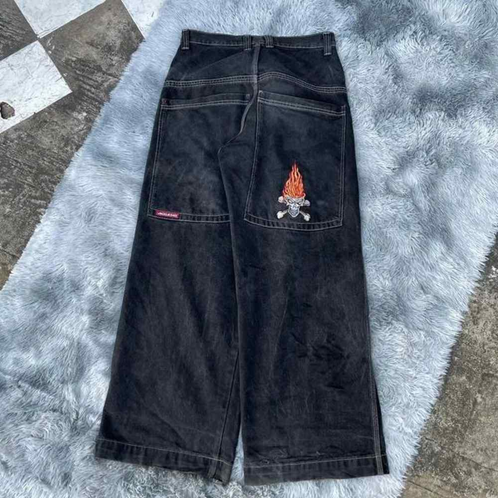 Men's Jeans Y2k Jeans Men's Streetwear Harajuku Hip Hop Graphic Print Gothic Oversized Baggy Jeans Black Pants High Waist Wide Leg