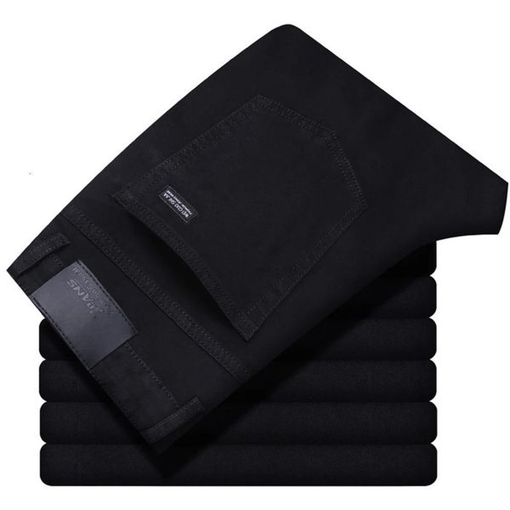 Mens Korean Version Is Soft And Comfortable Stretch Regular Fit Jeans Fashion Casual Cotton Business Black Denim Pants 241219