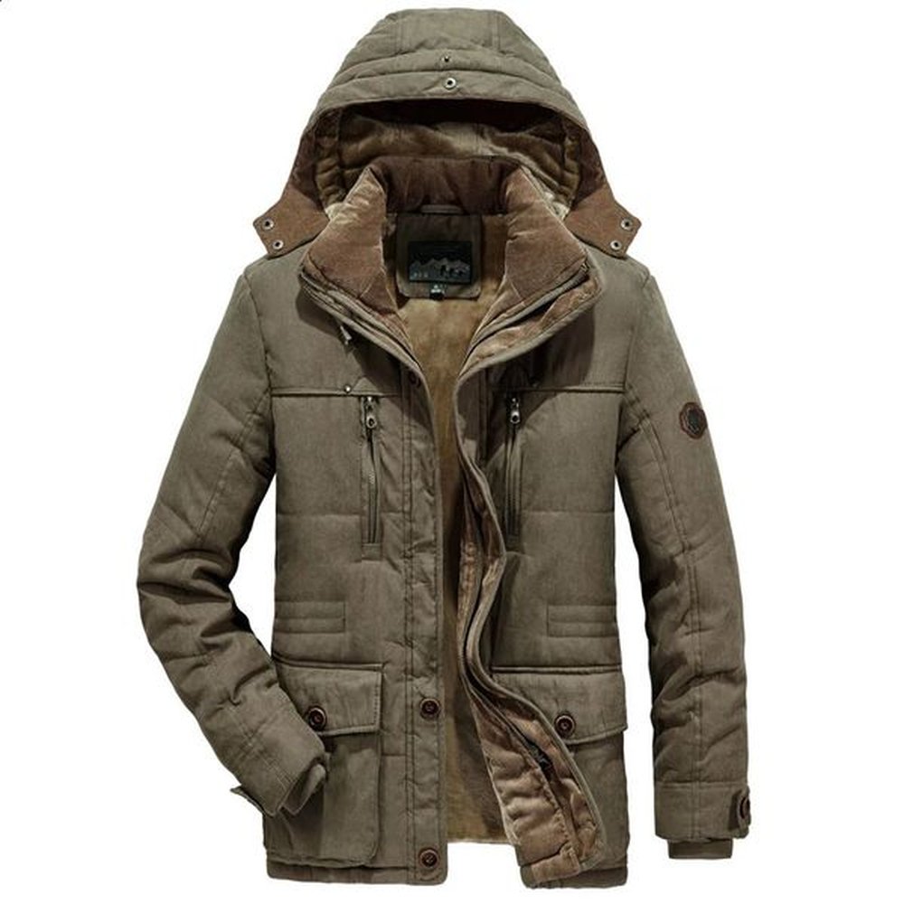 Mens Leisure Velvet Thick Warm Coat Waterproof Fleece Hooded Men Outdoor Jacket Coats Hat Windbreakers Parka 241105