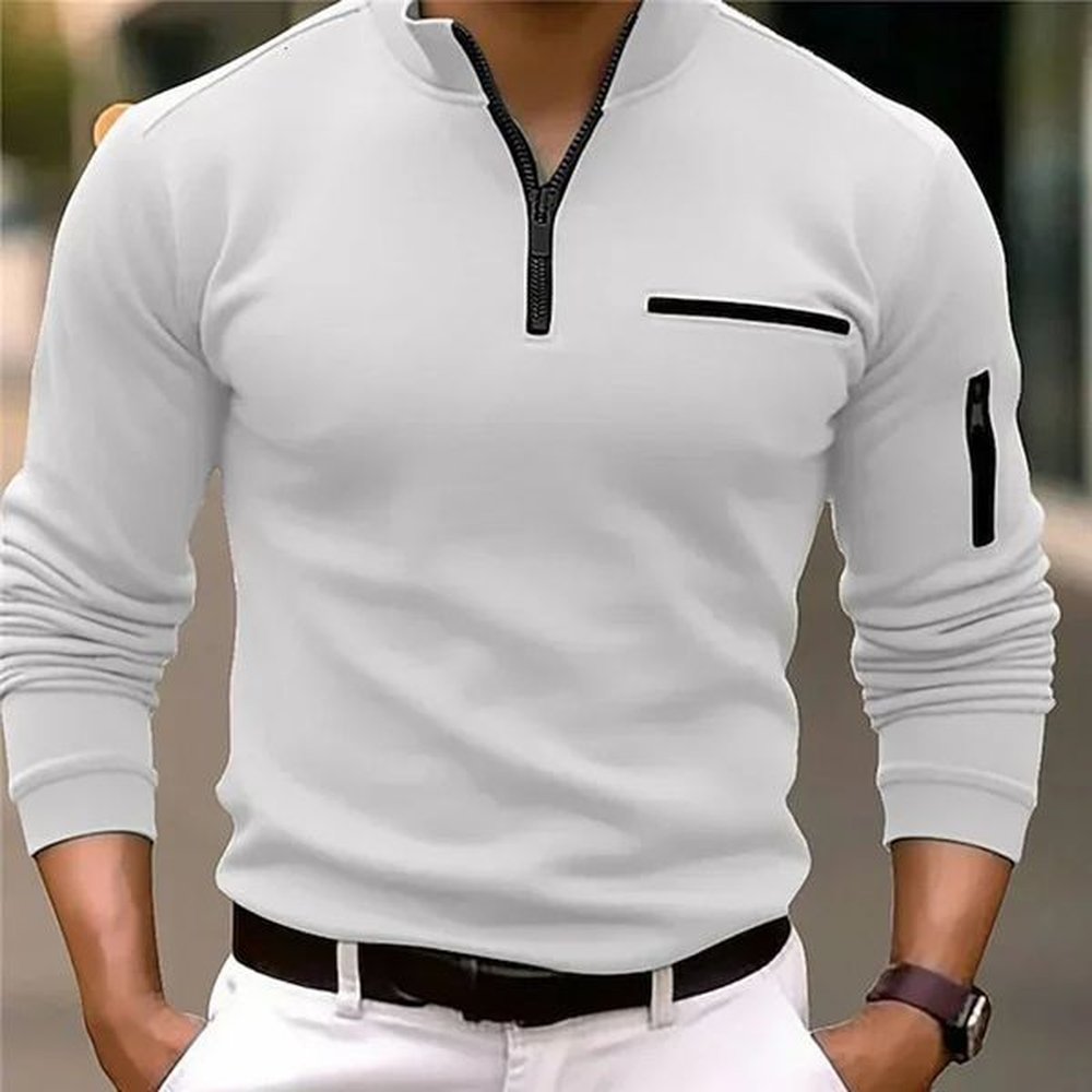 Mens Long Sleeve Polo Shirt Fashion Solid Color Leisure Sports Pullover Golf Slim T-shirt Business Casual Mens Wear. 241224