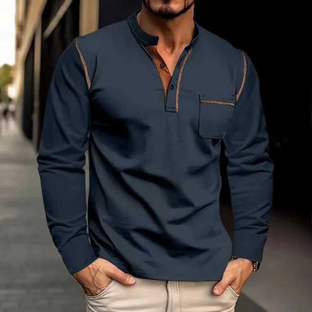 Mens long sleeved shirt from Europe and America stand up collar casual foreign trade spring/summer 2024 W241106