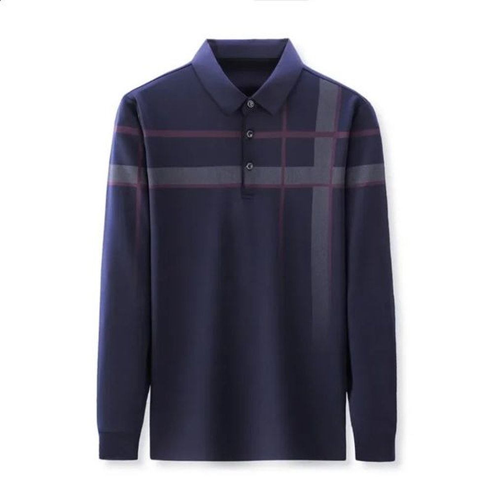 Mens Long-sleeved T-shirt Spring and Autumn Thin Ice Silk Lapel Long-sleeved T-shirts Business Casual Polo T-Shirt 240820 X250102