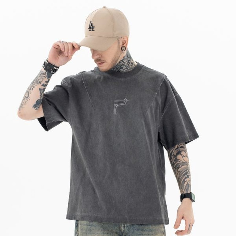 mens luxurys designer t shirt mens round sweatshirt woman angle short sleeve Splicing and High Street European Irregular fake two short slee